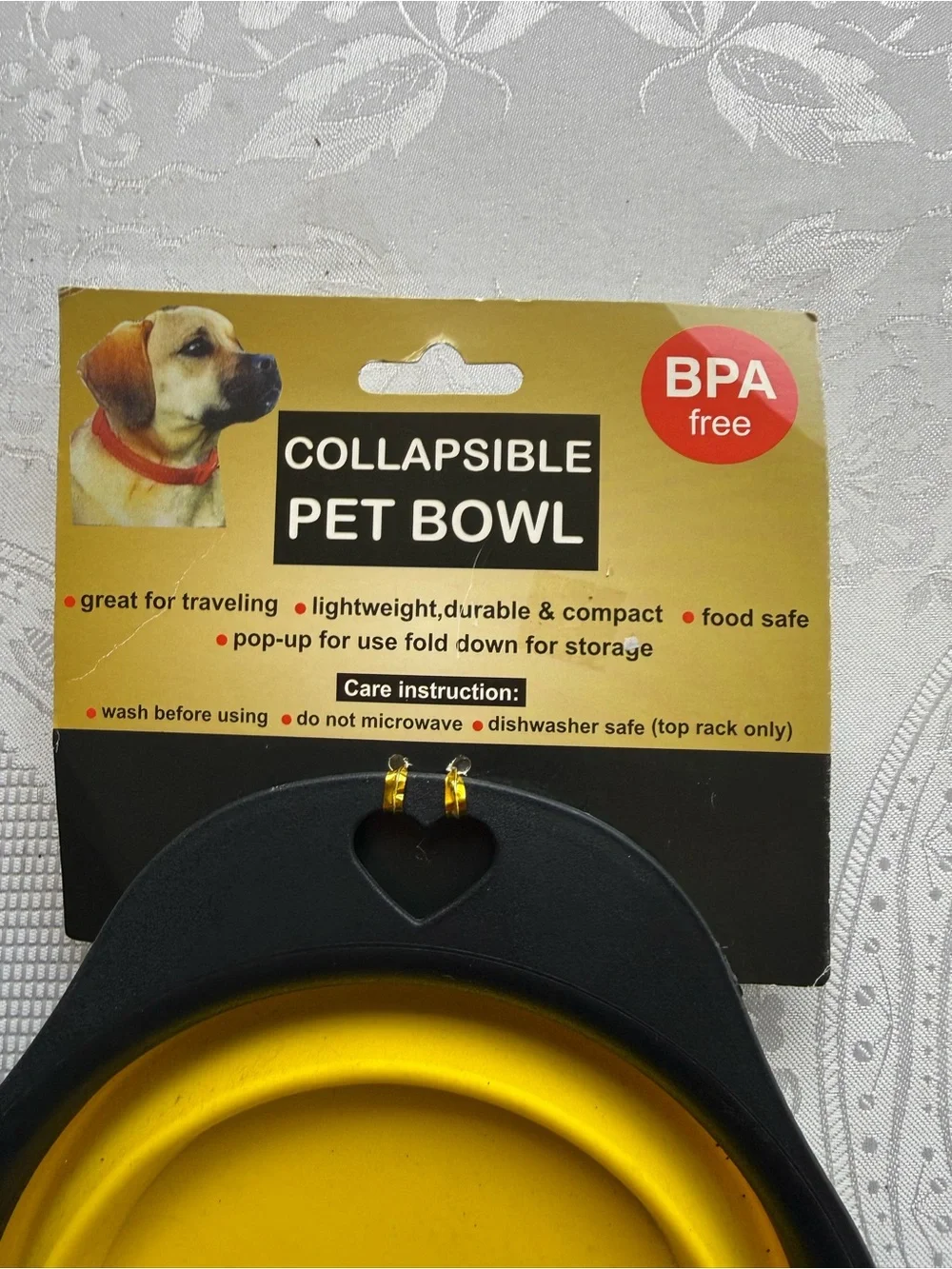 Source Unknown Collapsible Pet Bowl - Yellow and Black